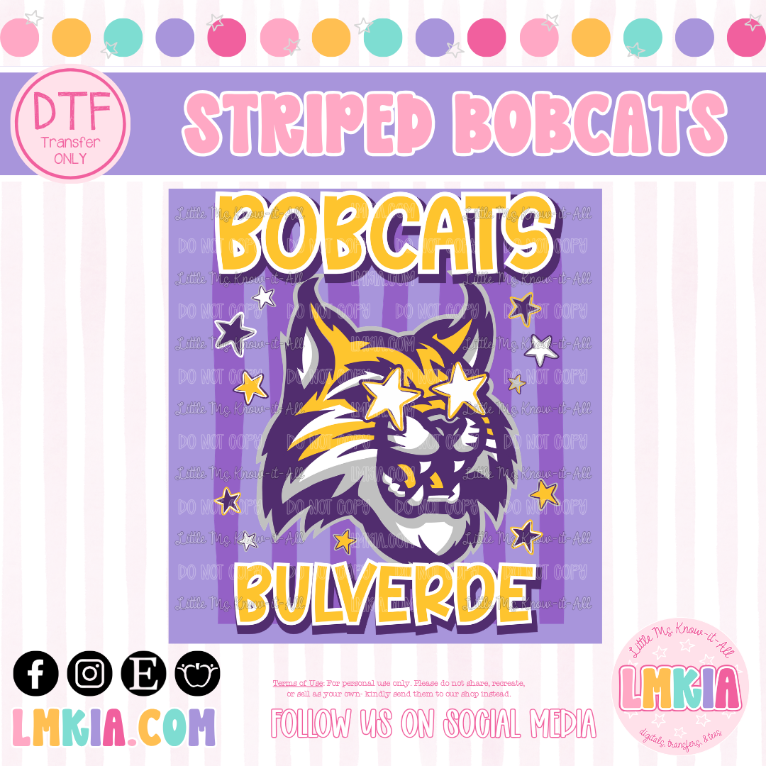 Striped Bobcats DTF Transfer