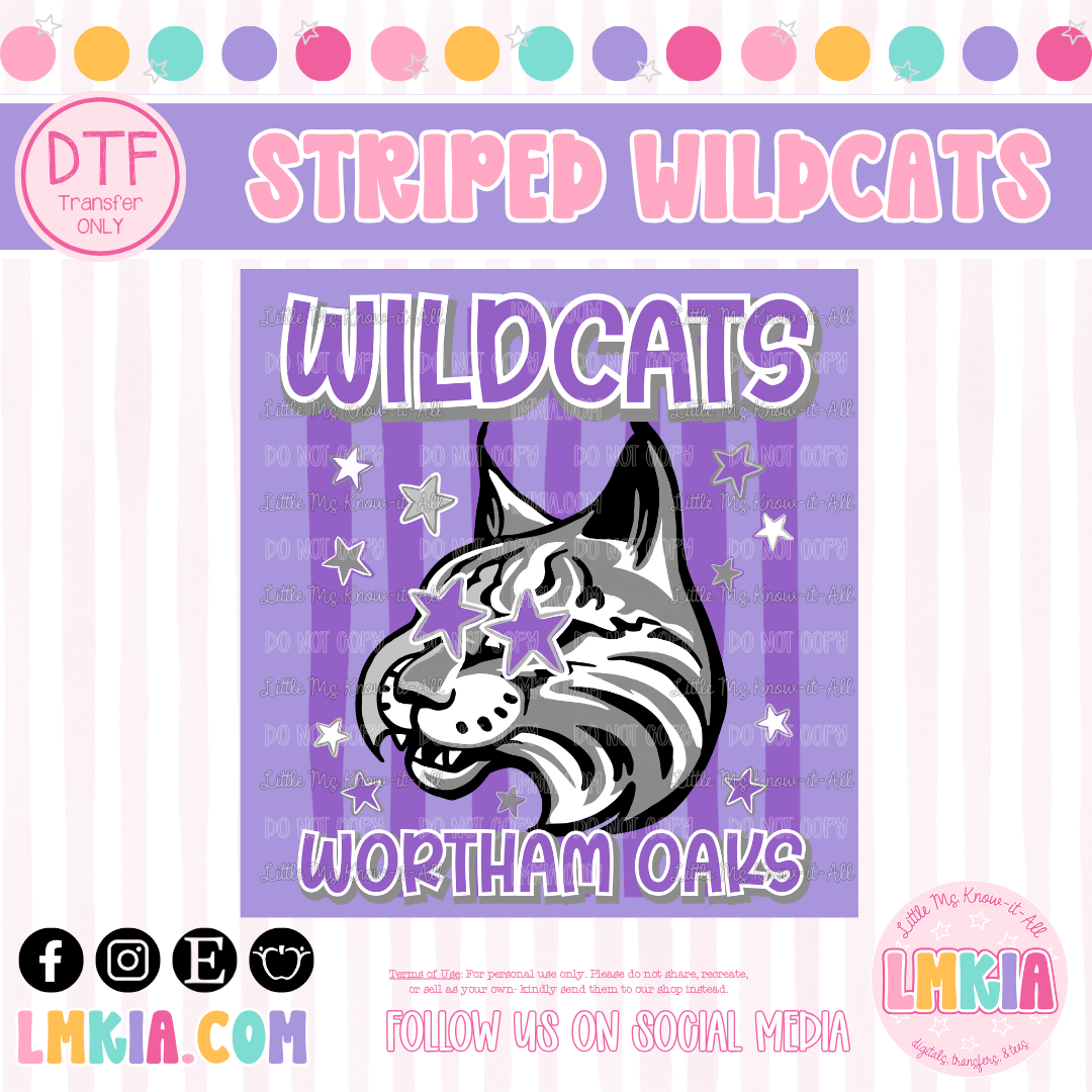 Striped Wildcats DTF Transfer