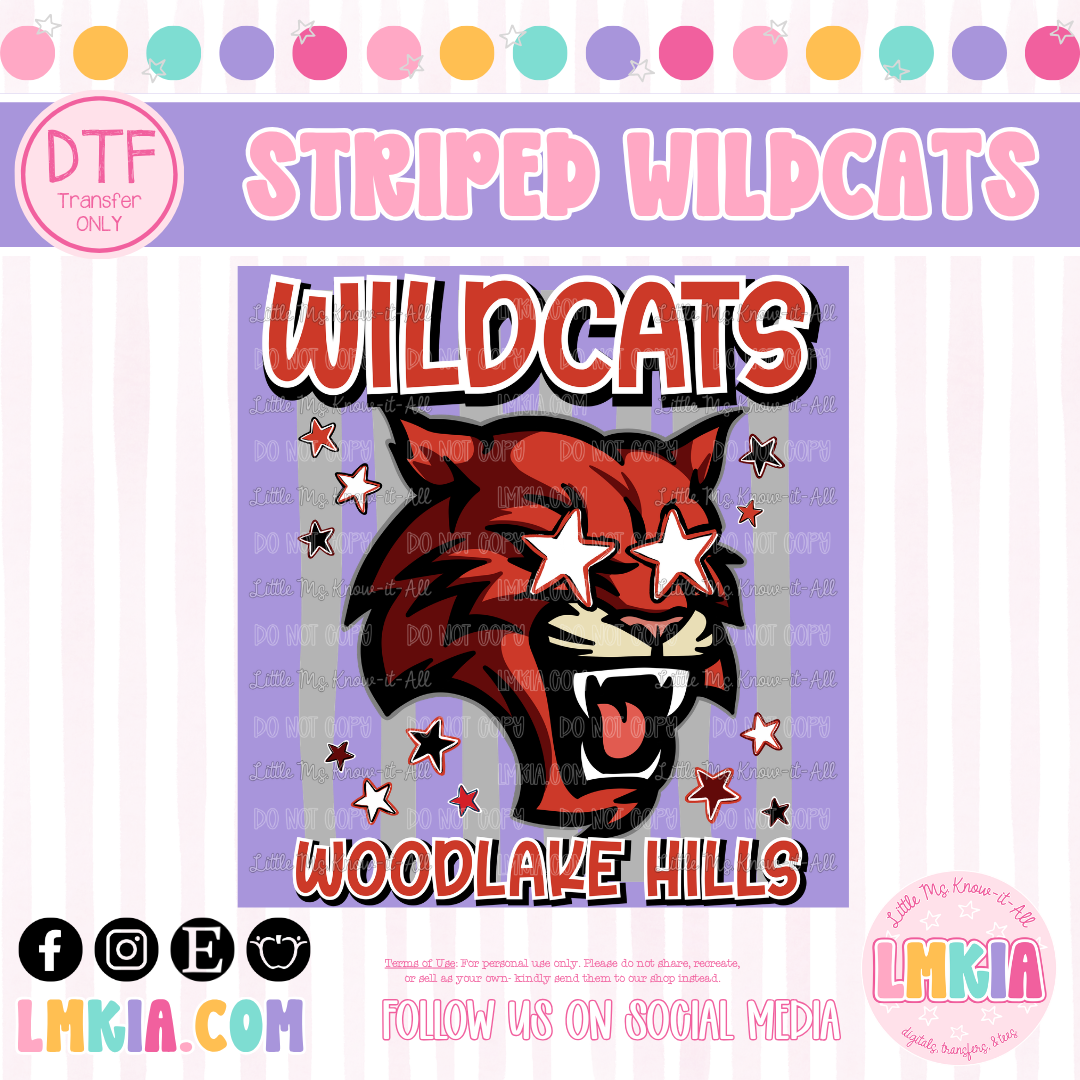 Striped Wildcats DTF Transfer