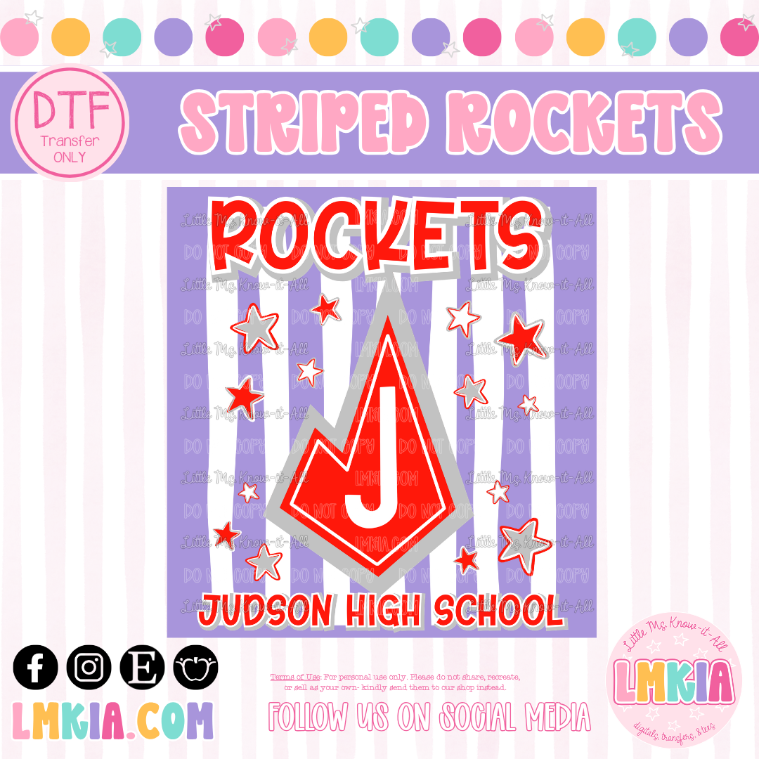 Striped Rockets DTF Transfer
