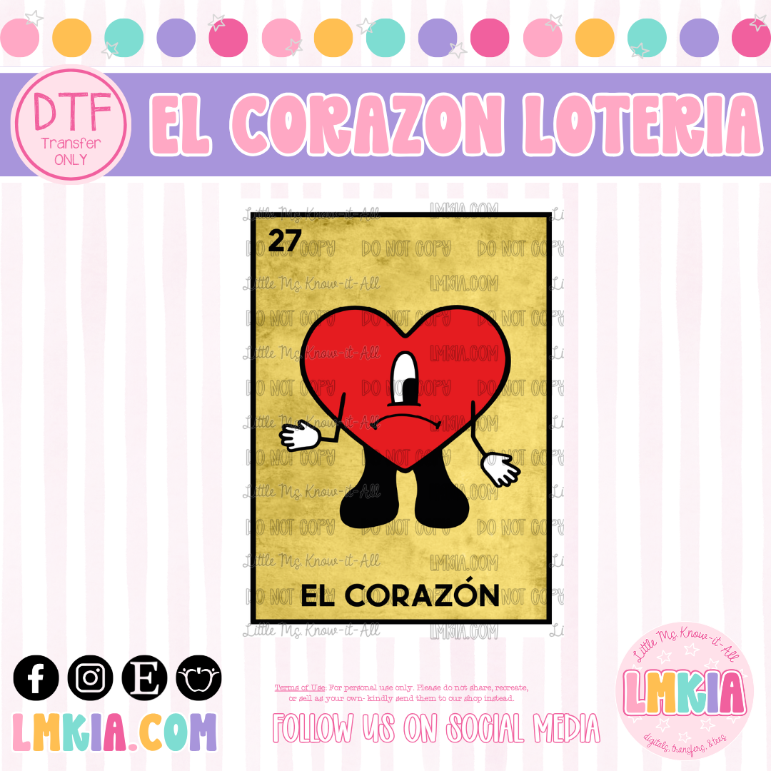 El Corazon Loteria DTF Transfer