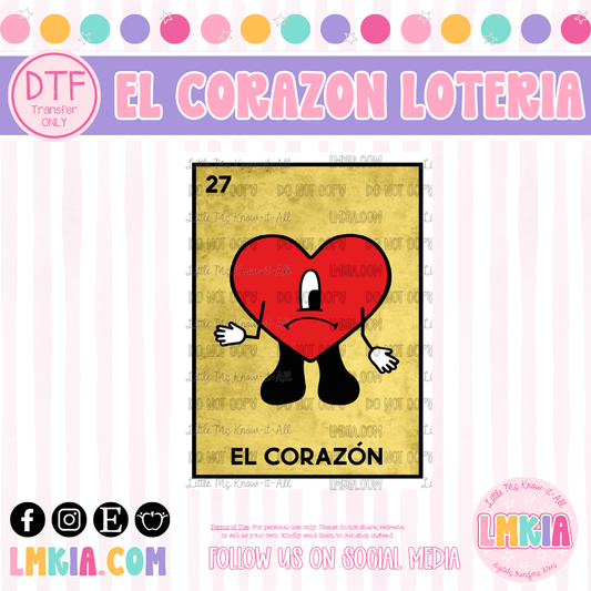 El Corazon Loteria DTF Transfer