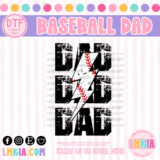 Baseball Dad DTF Transfer