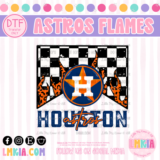 Flame Houston Baseball DTF Transfer
