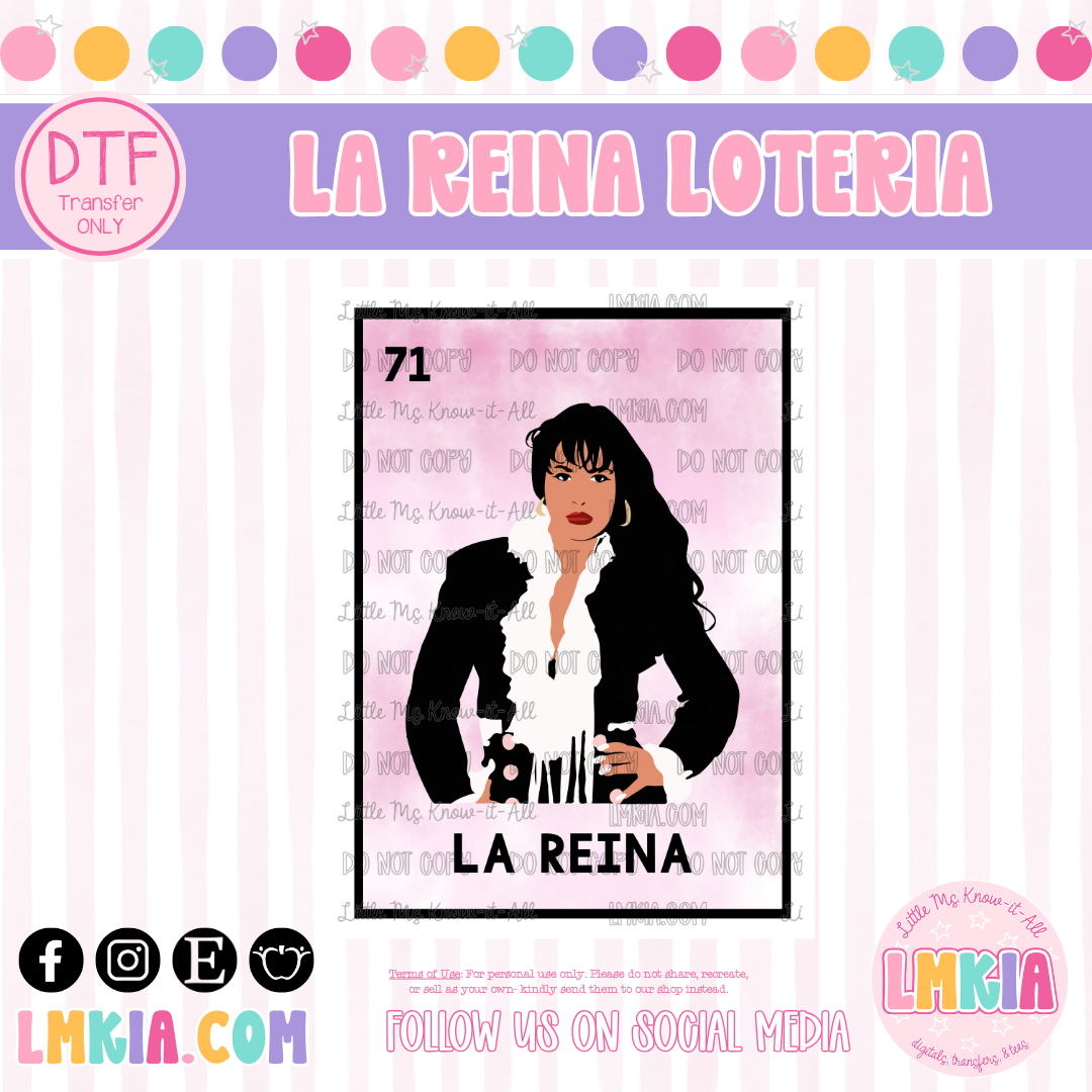 La Reina Loteria DTF Transfer