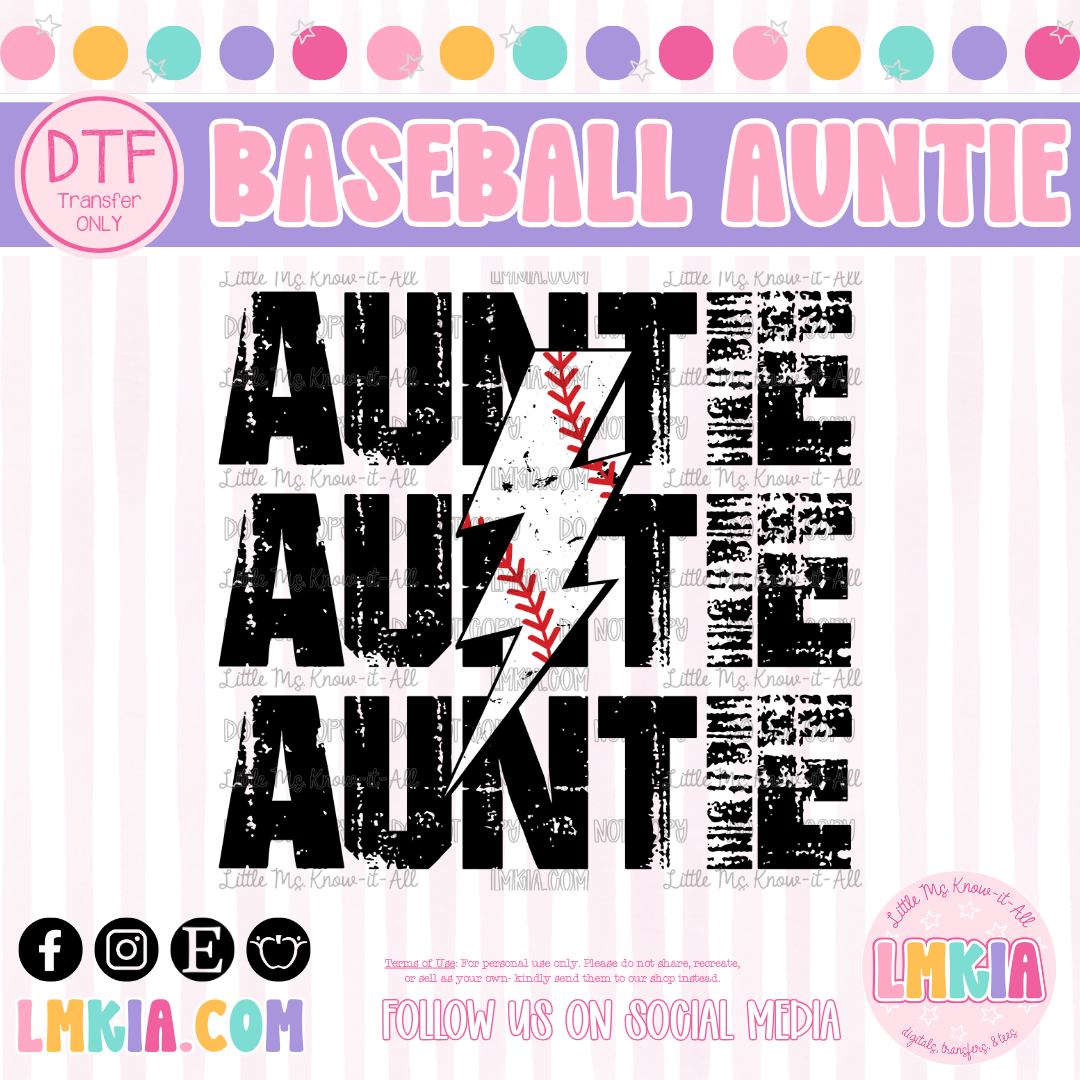 Baseball Auntie DTF Transfer