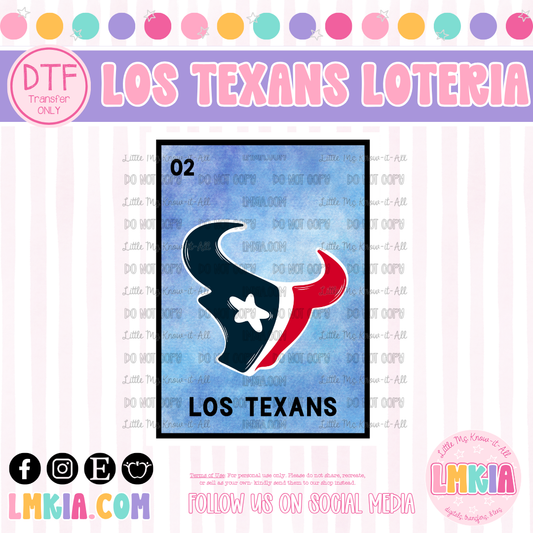 Texas Football Loteria DTF Transfer