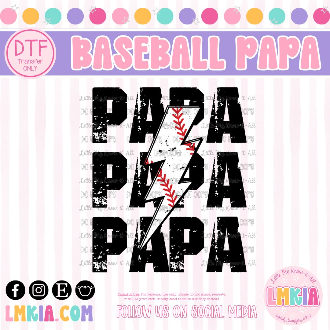 Baseball Papa DTF Transfer