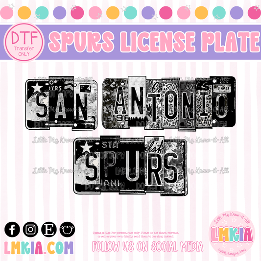 San Antonio License Plate DTF Transfer