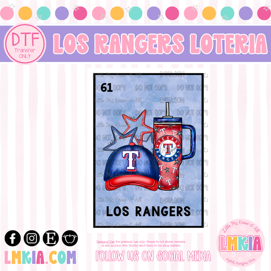 Los Rangerss Loteria DTF Transfer