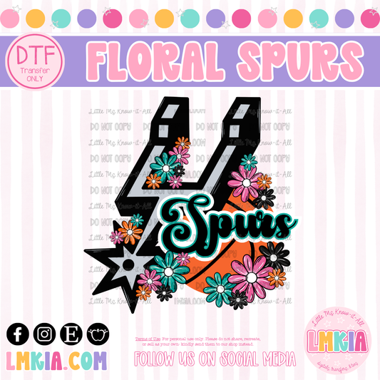 San Antonio Basketball Floral DTF Transfer