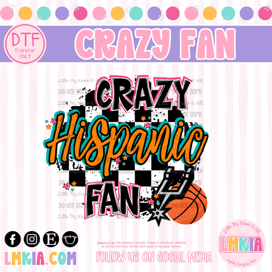 Crazy Hispanic Fan Basketball DTF Transfer