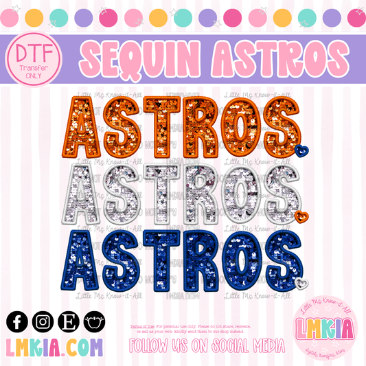 Sequin Houston Baseball DTF Transfer