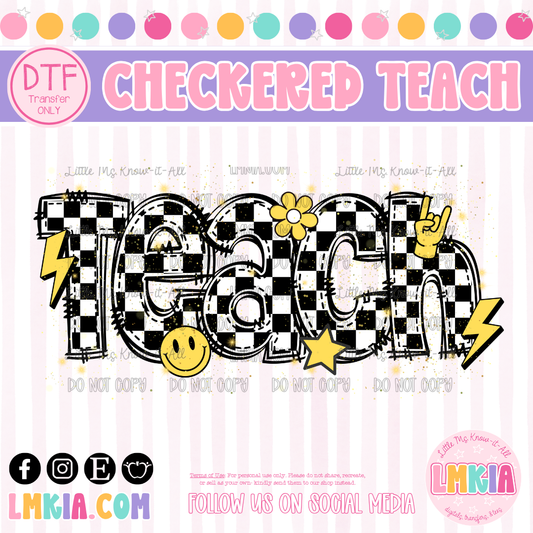 Checkered Teach DTF Transfer
