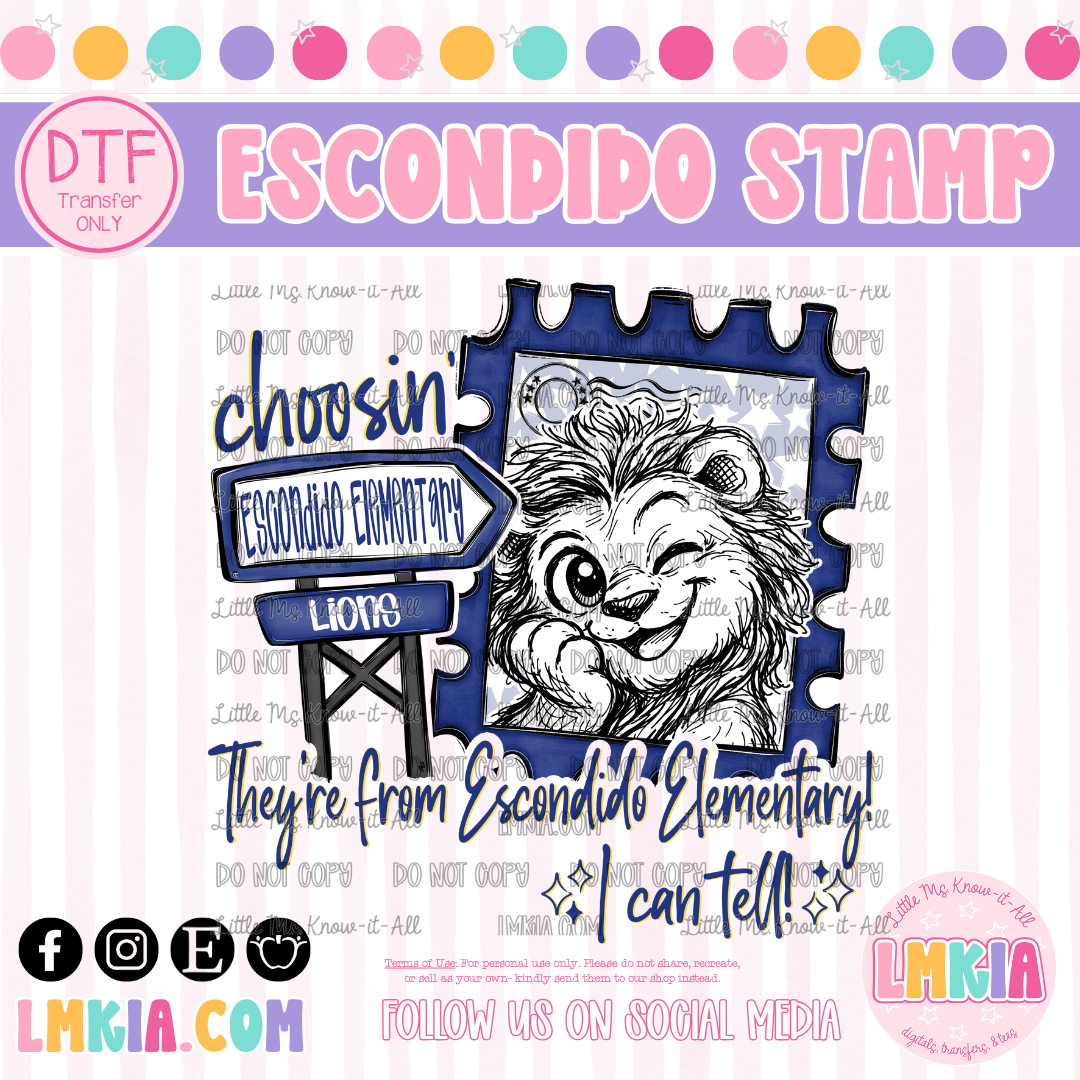 Escondido Lions Stamp DTF Transfer