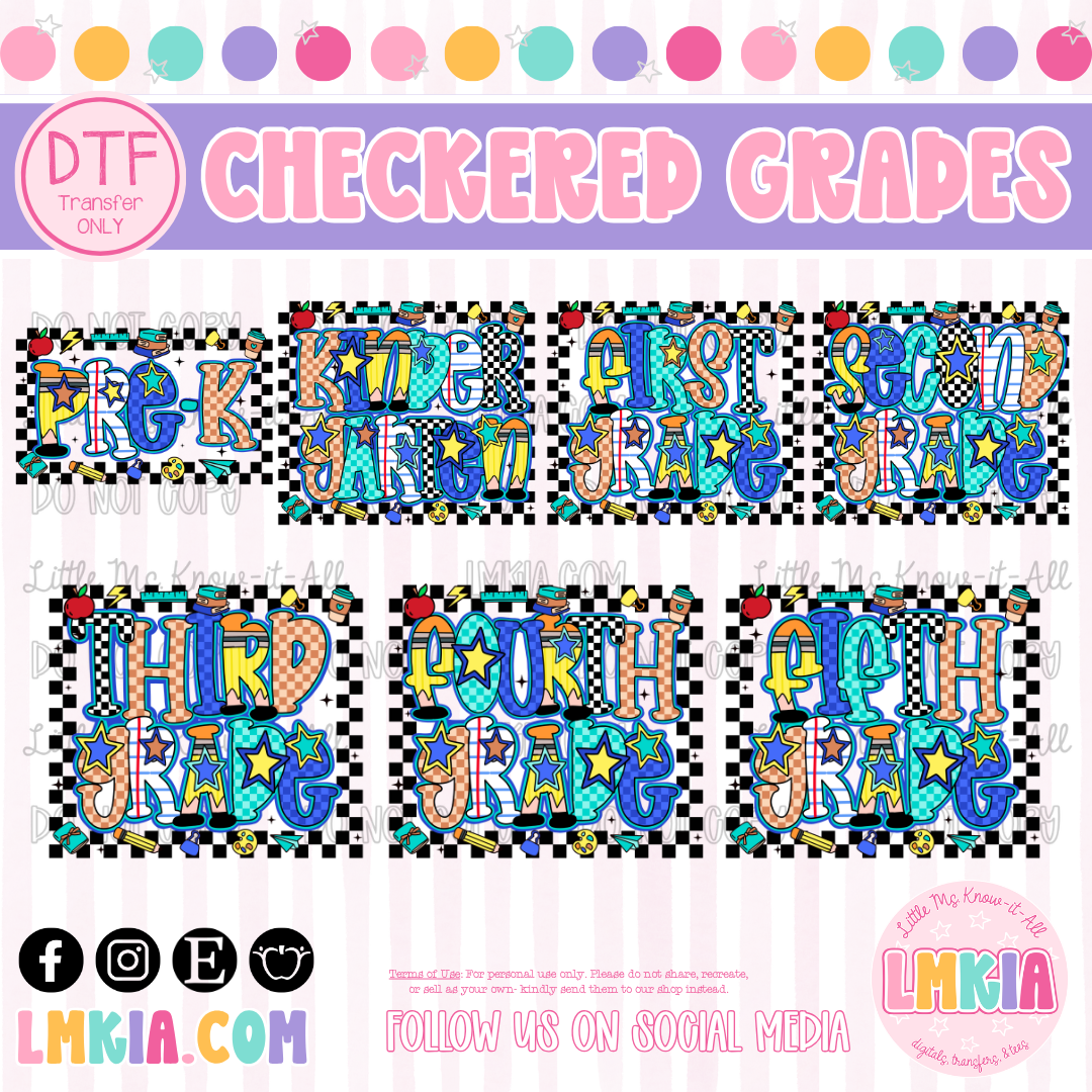 Checkered Grade Levels DTF Transfer