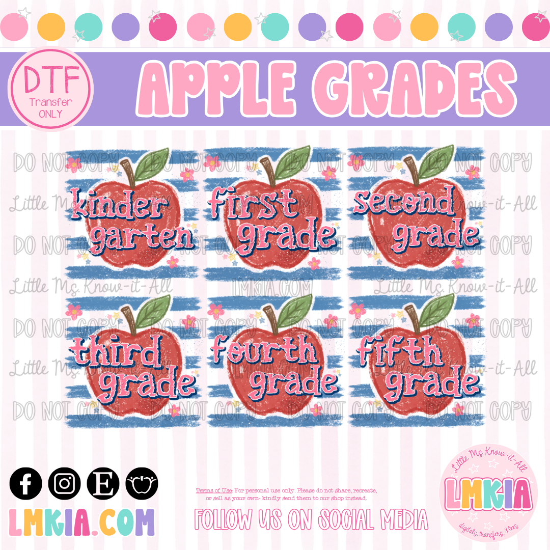 Crayon Apple Grade Levels DTF Transfer