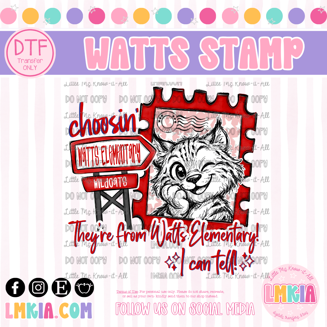 Watts Wildcats Stamp DTF Transfer