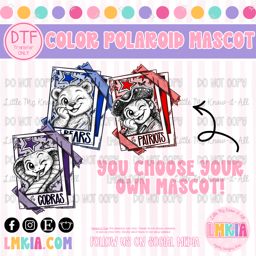 Color Polaroid Mascot DTF Transfer