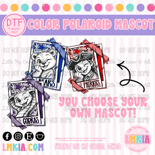 Color Polaroid Mascot DTF Transfer