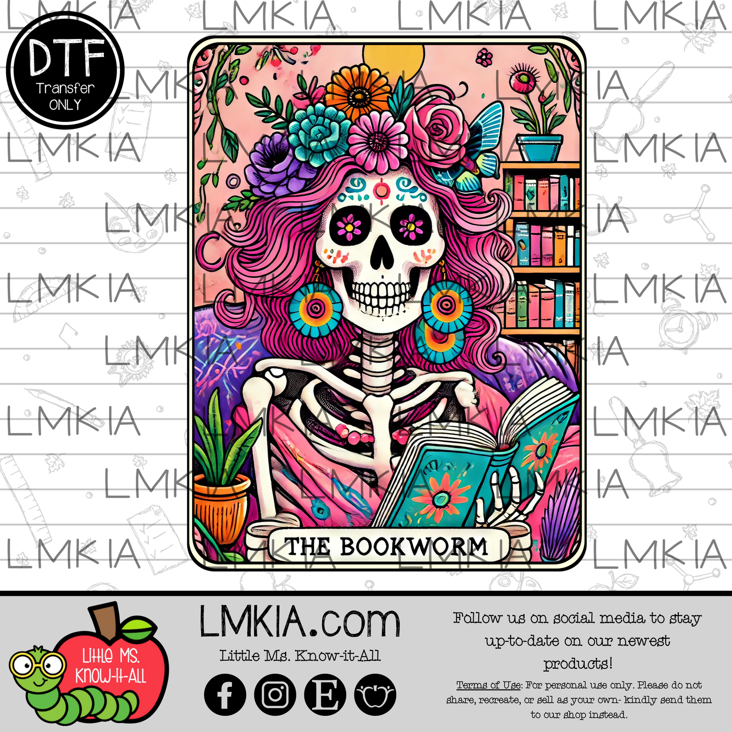 The Bookworm Tarot Card DTF Transfer