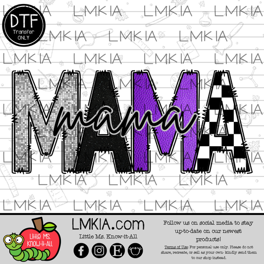 Purple Checkered Mama DTF Transfer