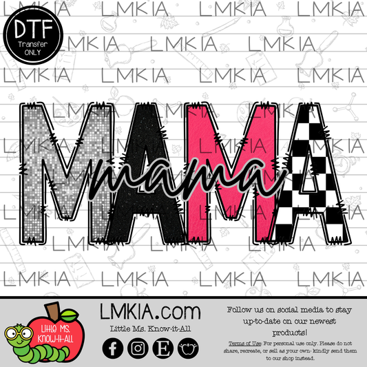 Pink Checkered Mama DTF Transfer