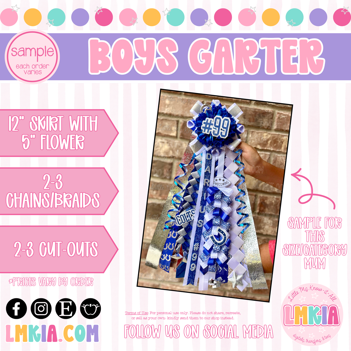 Boys Homecoming Garter