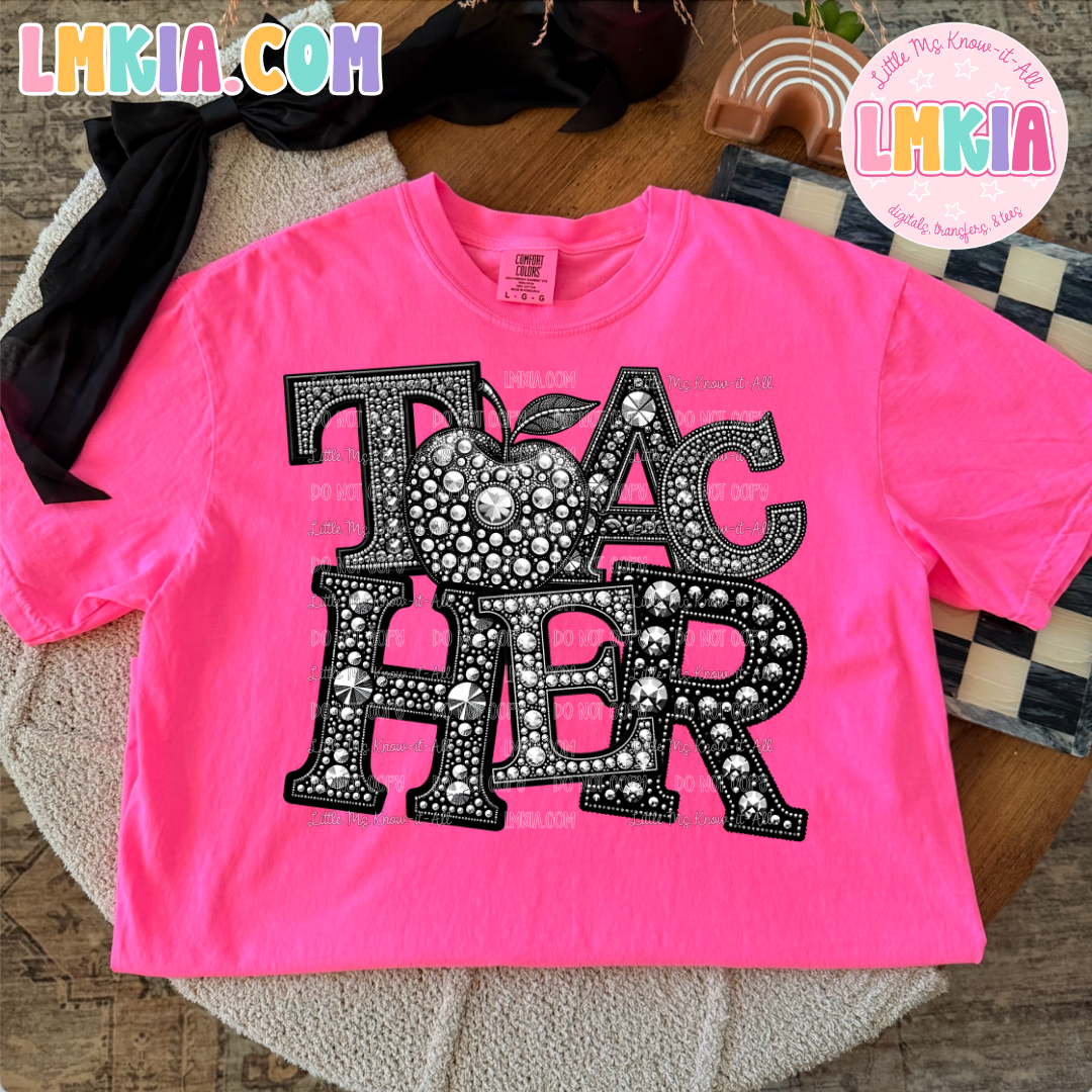 Teacher Faux Rhinestone T-Shirt