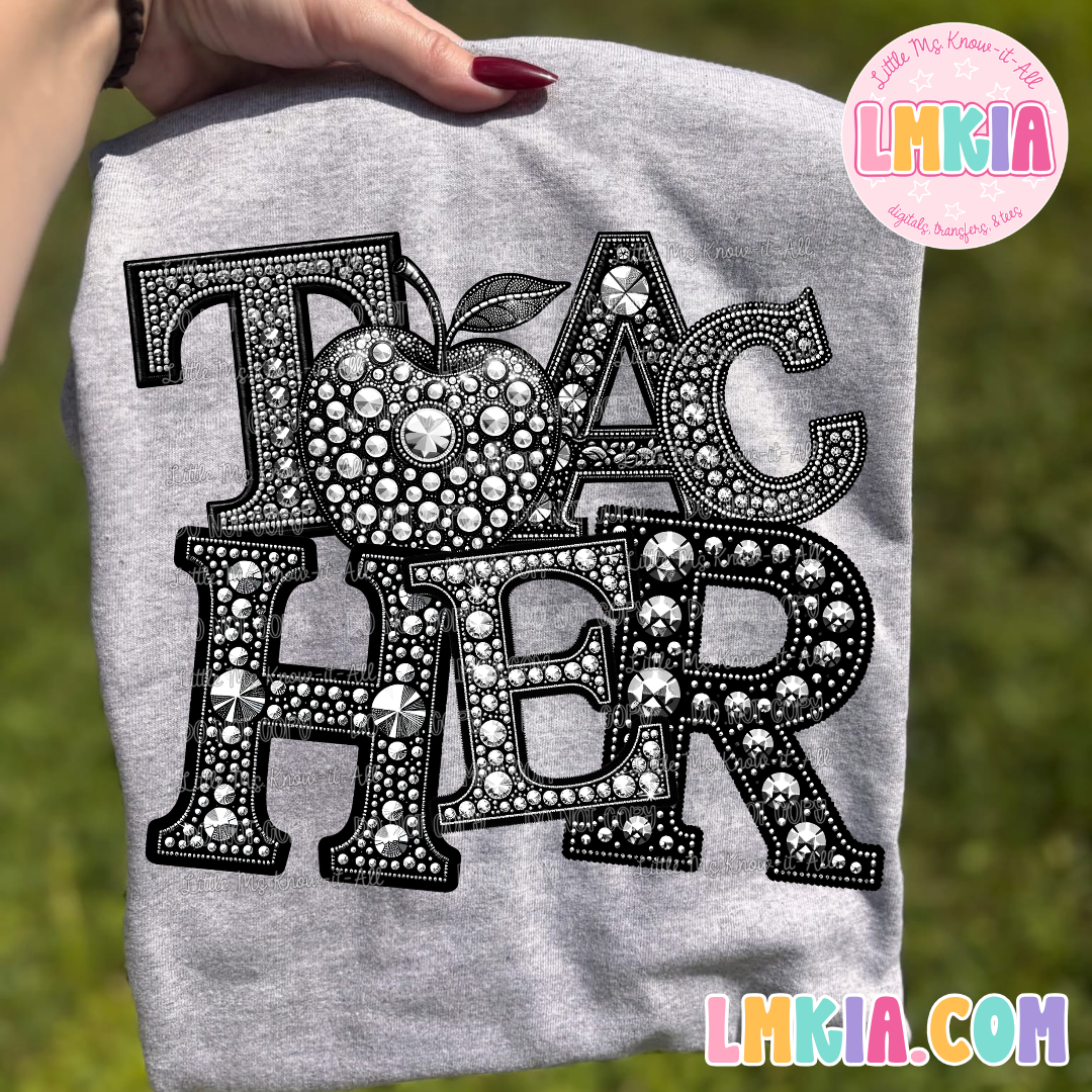 Teacher Faux Rhinestone T-Shirt