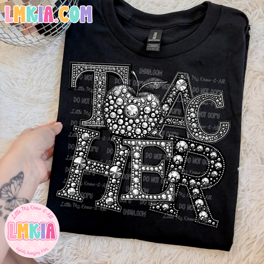 Teacher Faux Rhinestone T-Shirt