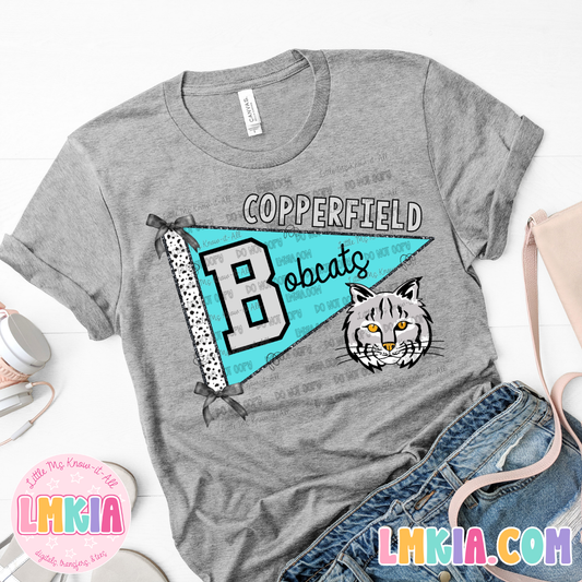 Copperfield Bobcats Mascot Dalmatian Pennant T-Shirt