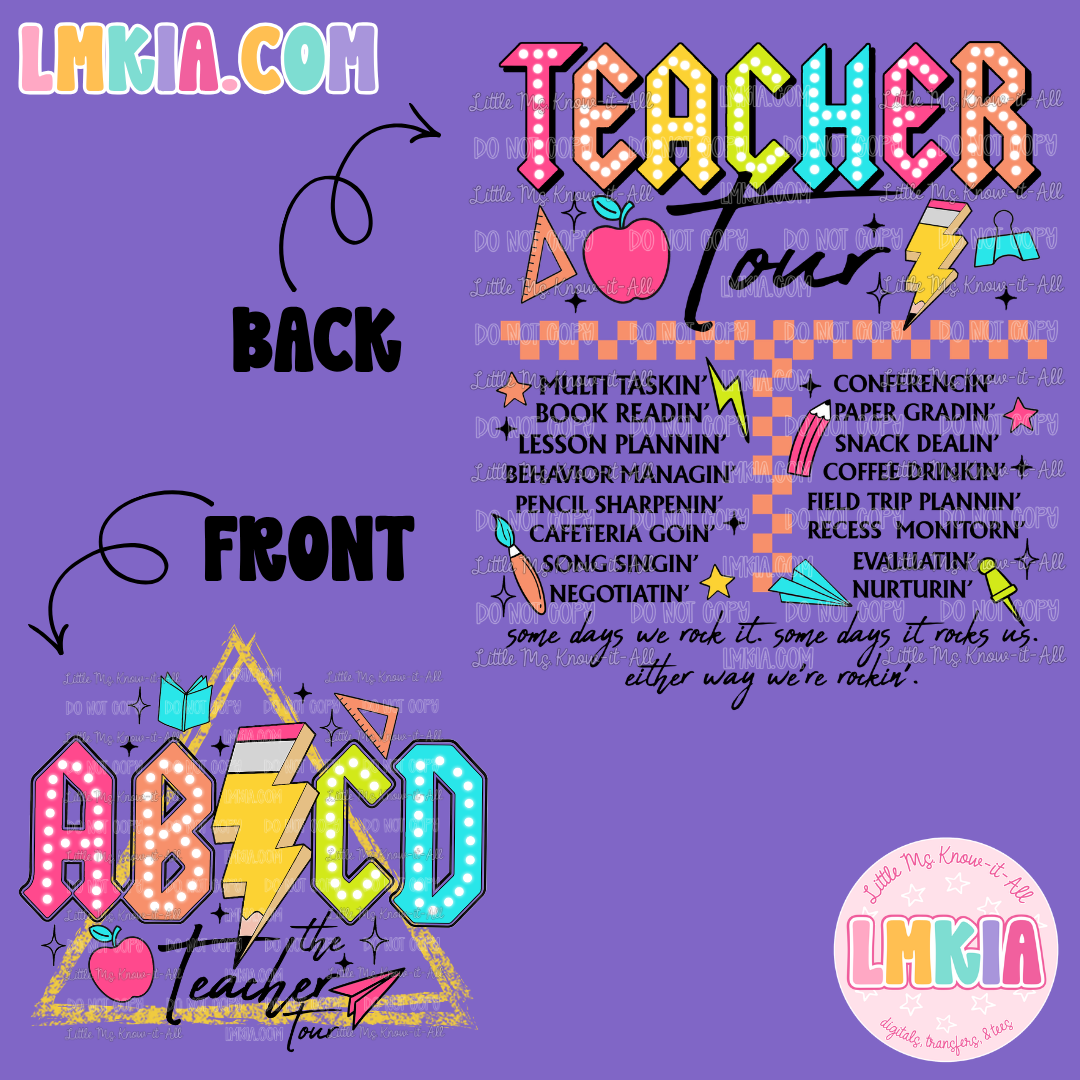 ABCD Teacher Tour Double-Sided Teacher T-Shirt