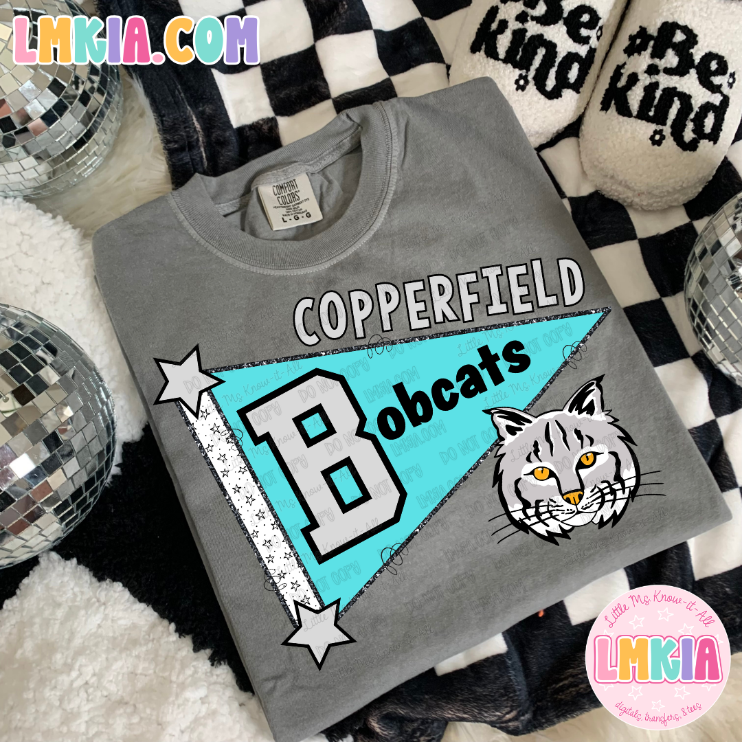 Copperfield Bobcats Mascot Star Pennant T-Shirt