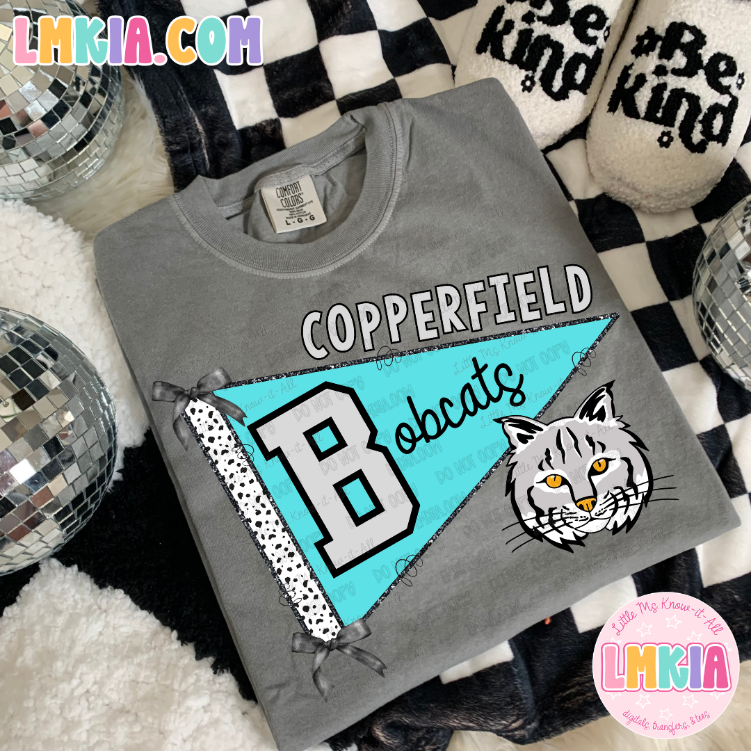 Copperfield Bobcats Mascot Dalmatian Pennant T-Shirt