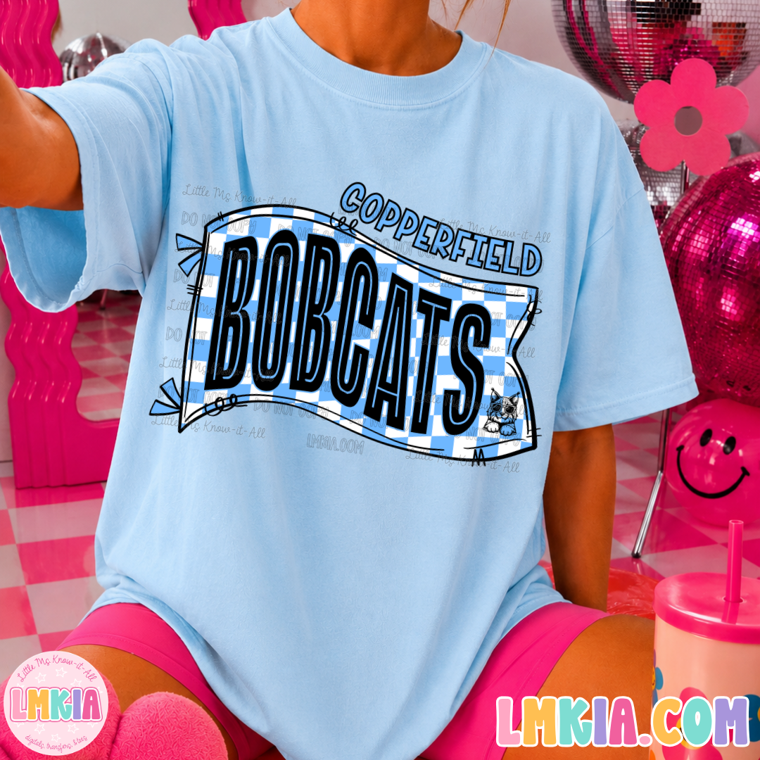 Copperfield Bobcats Checkered Flag T-Shirt
