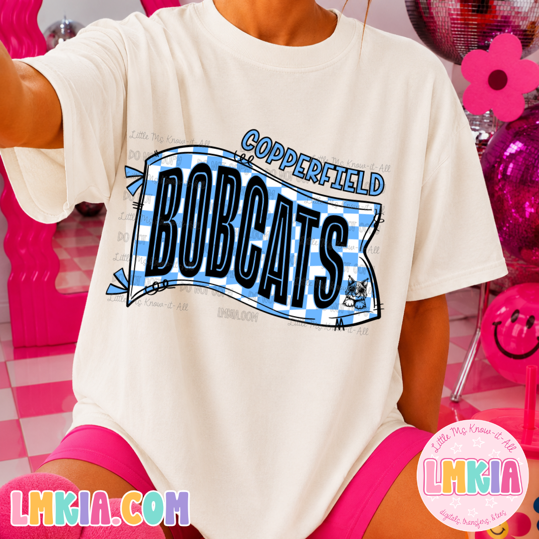 Copperfield Bobcats Checkered Flag T-Shirt