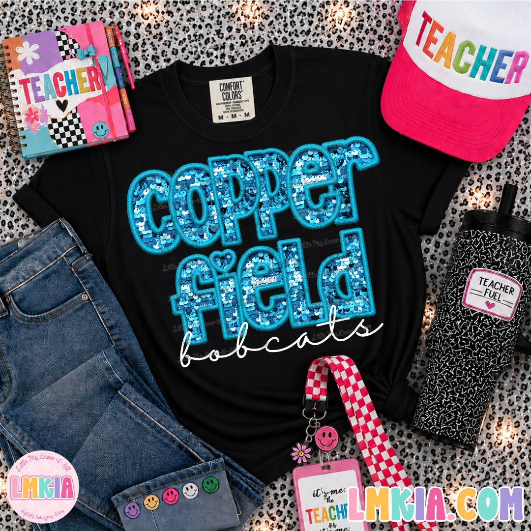 Copperfield Bobcats Faux Sequin T-Shirt