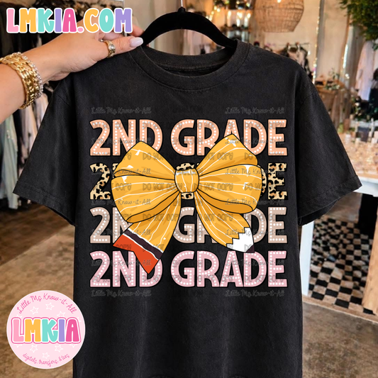 Coquette Pastel Pencil Bow Grade Level Teacher Shirts