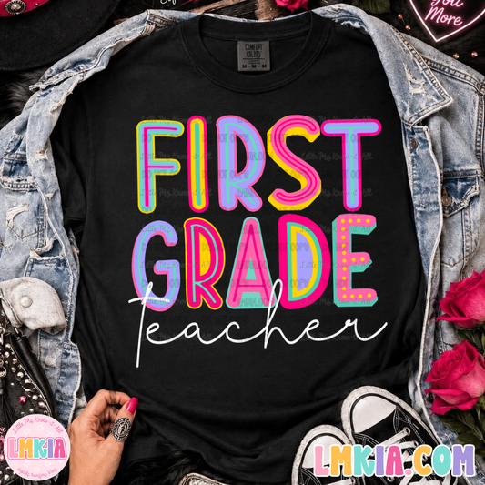 Doodle Colorful Grade Level Teacher Team T-Shirts