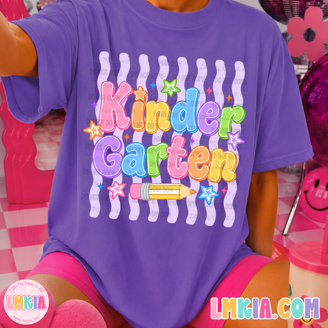 Striped Glowing Pencil Grade Level Teacher T-Shirt