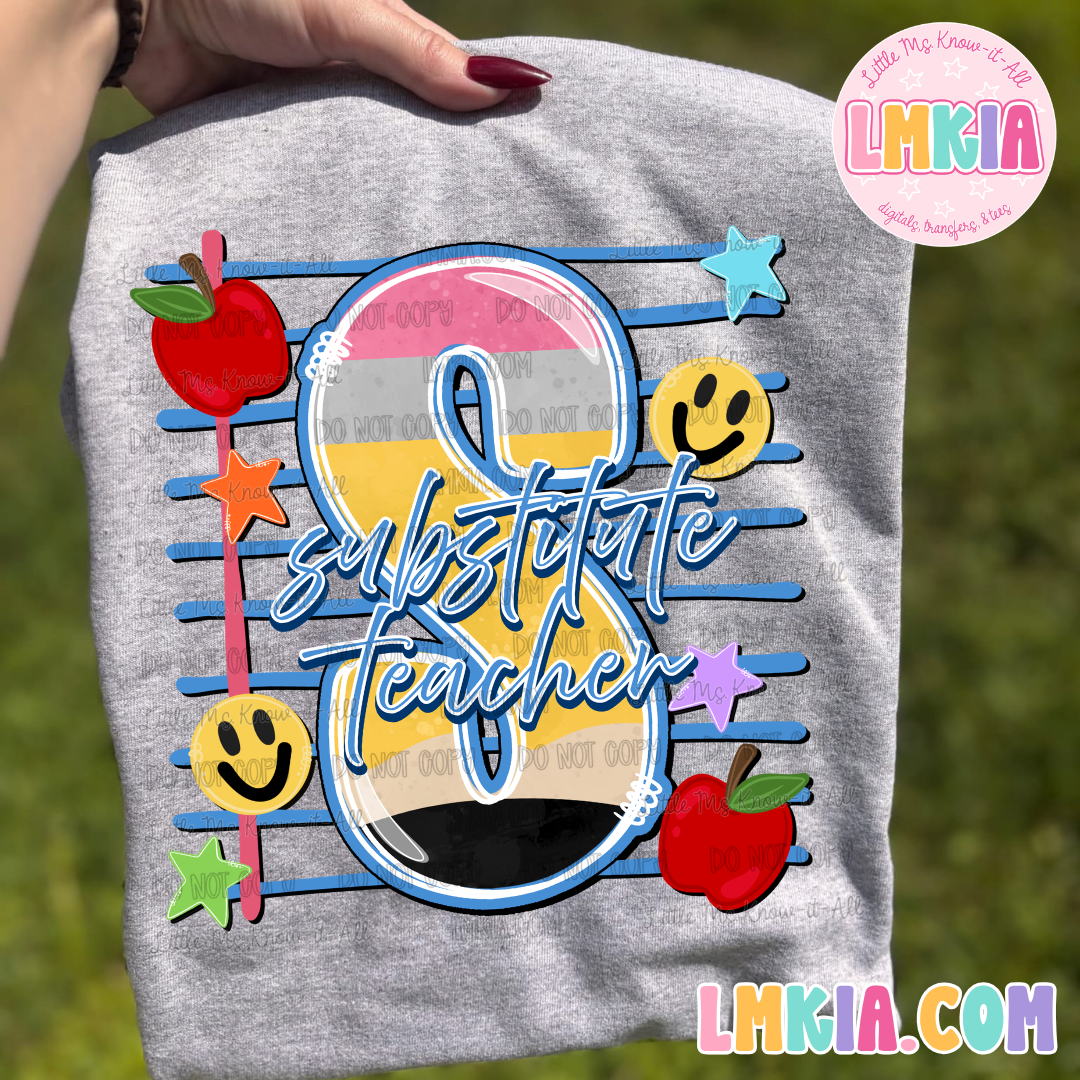 Pencil Doodle Substitute Teacher T-Shirt