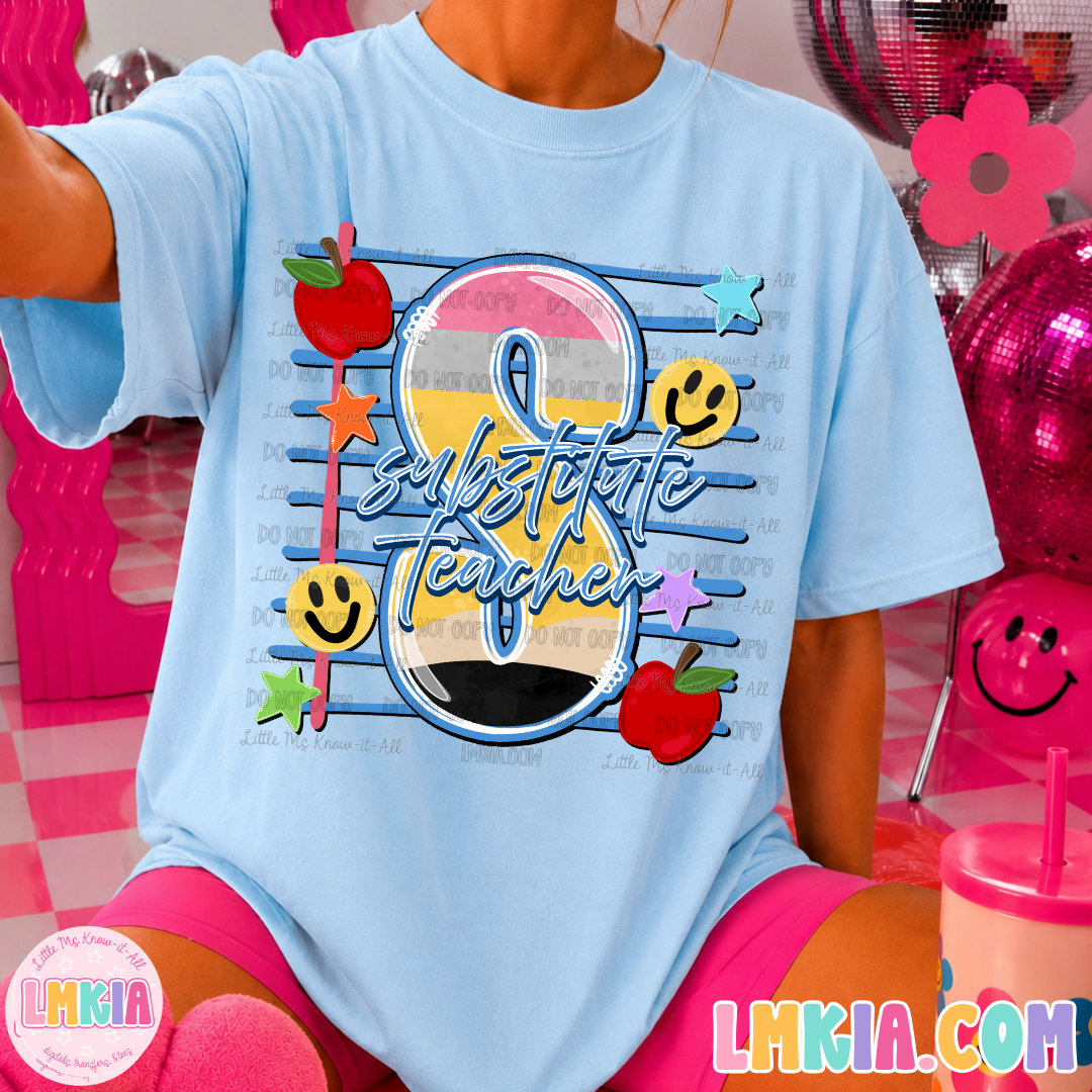 Pencil Doodle Substitute Teacher T-Shirt