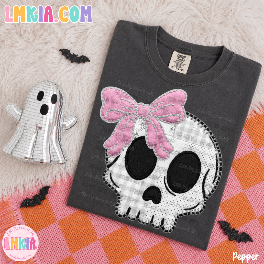Stitched Bow Skull T-Shirt
