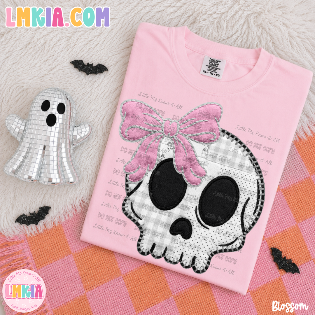 Stitched Bow Skull T-Shirt