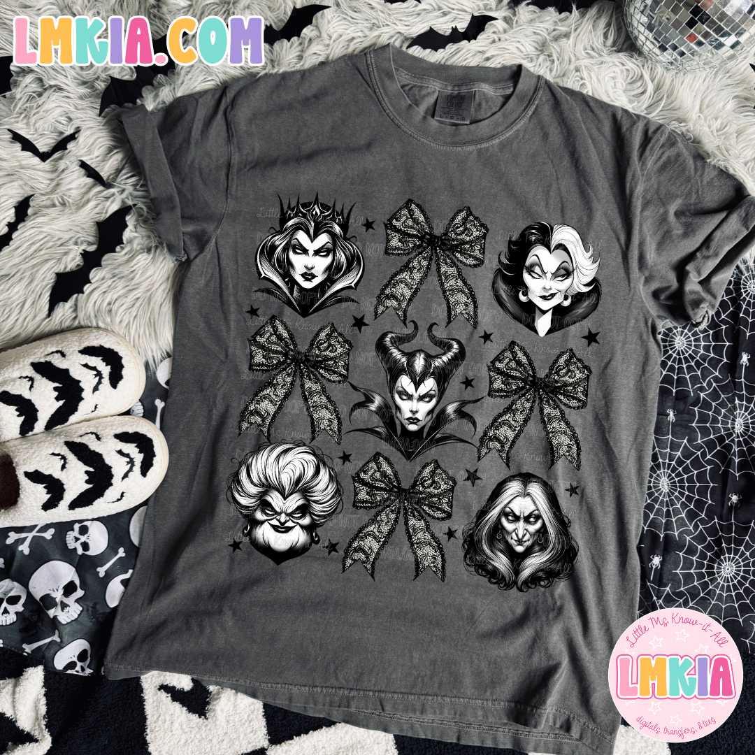 Spooky Coquette Halloween Villains Characters T-Shirt