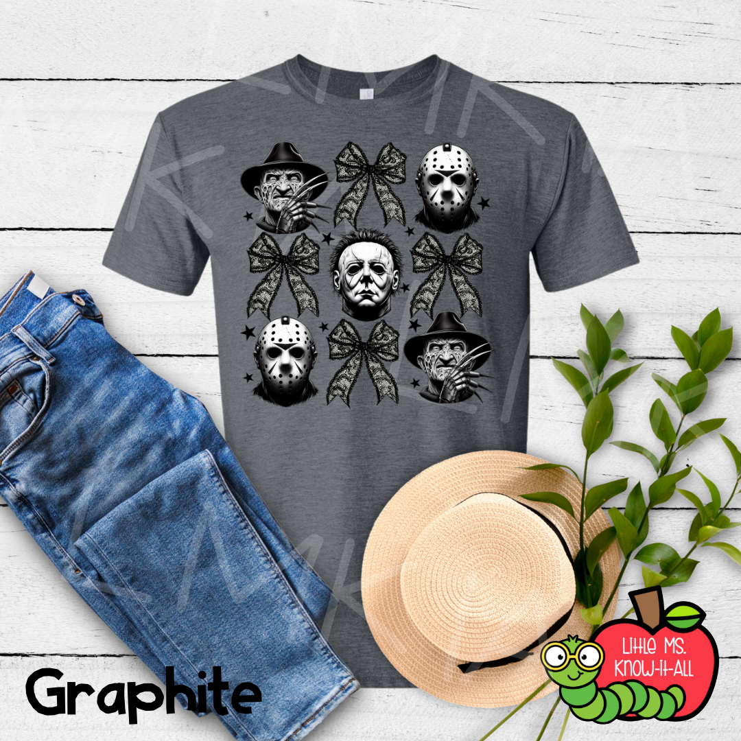 Spooky Coquette Halloween Horror Characters T-Shirt