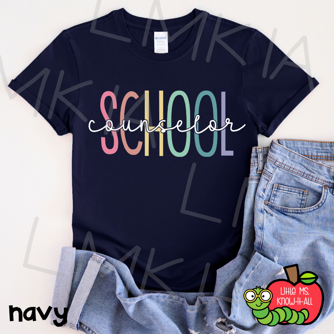 Pastel Rainbow School Counselor T-Shirt