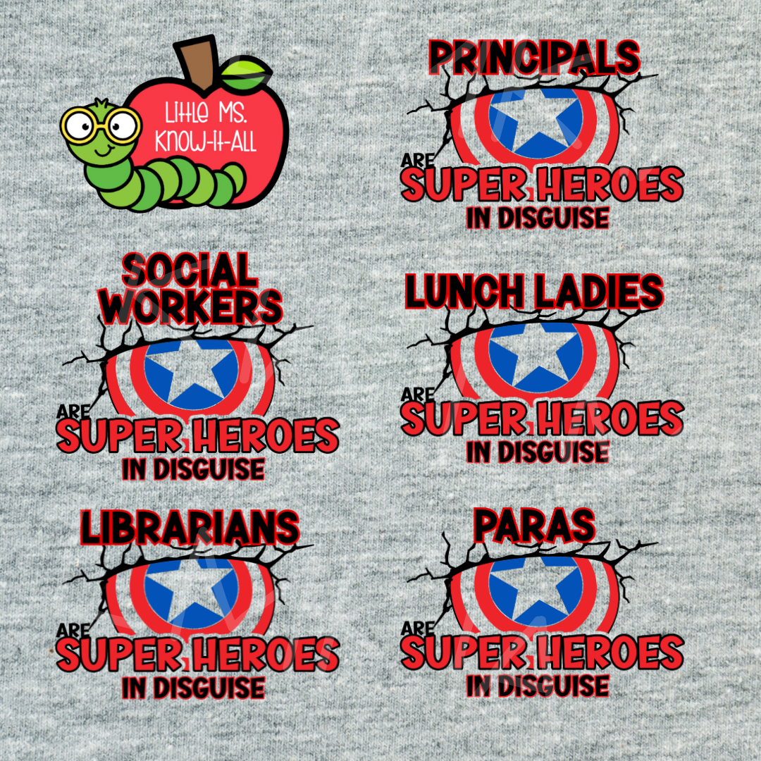 Superheroes in Disguise School Staff T-Shirt
