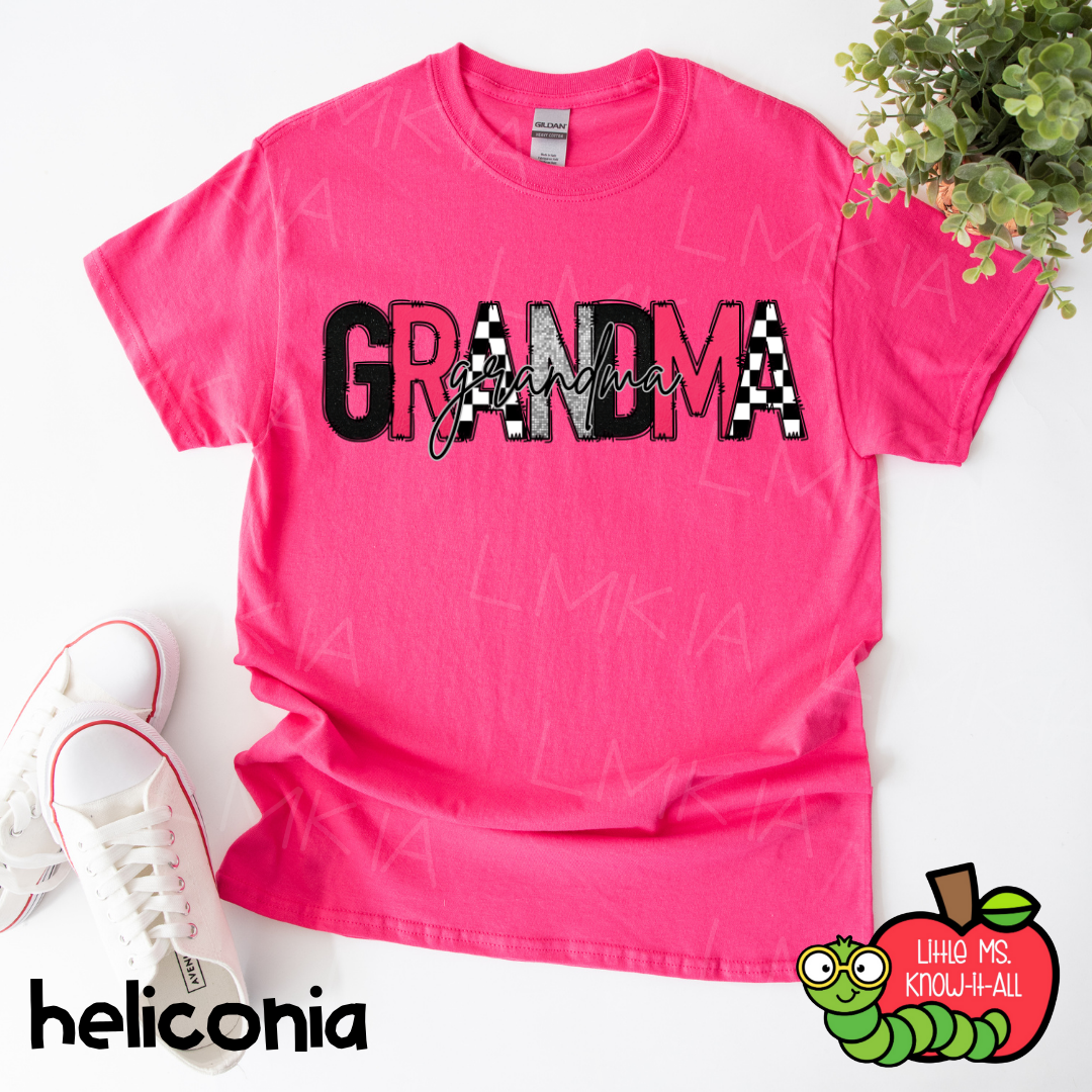 Pink Grandma Doodle Letter T-Shirt